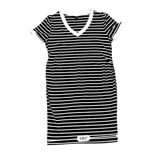 SHEIN cardigan retro fitted black white striped mini dress V-neck short sleeve S - Picture 7 of 13